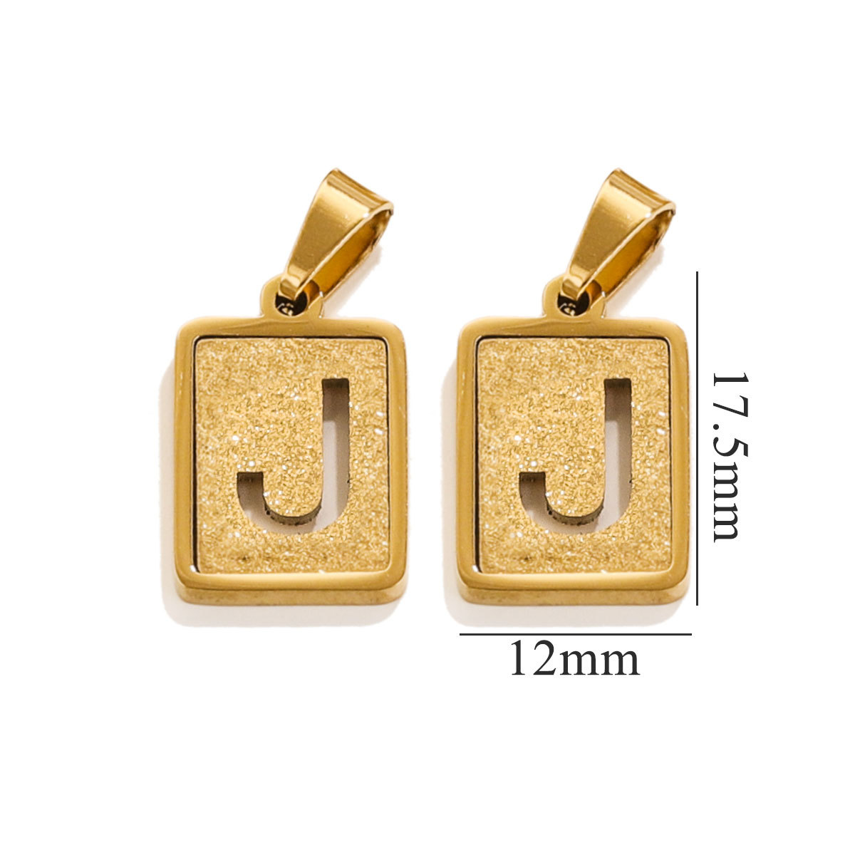 Gold color / 1 Piece Simple Fashionable Style Square Letter J Shape Titanium Steel  Gold Color Unisex Pendant Picture10